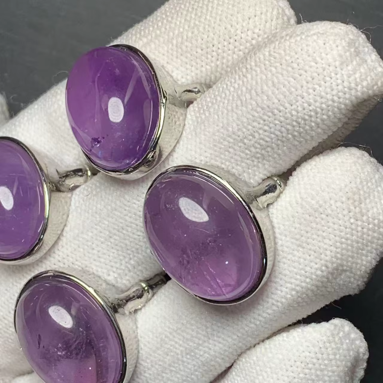 Bague améthyste naturelle en pierre pour femmes