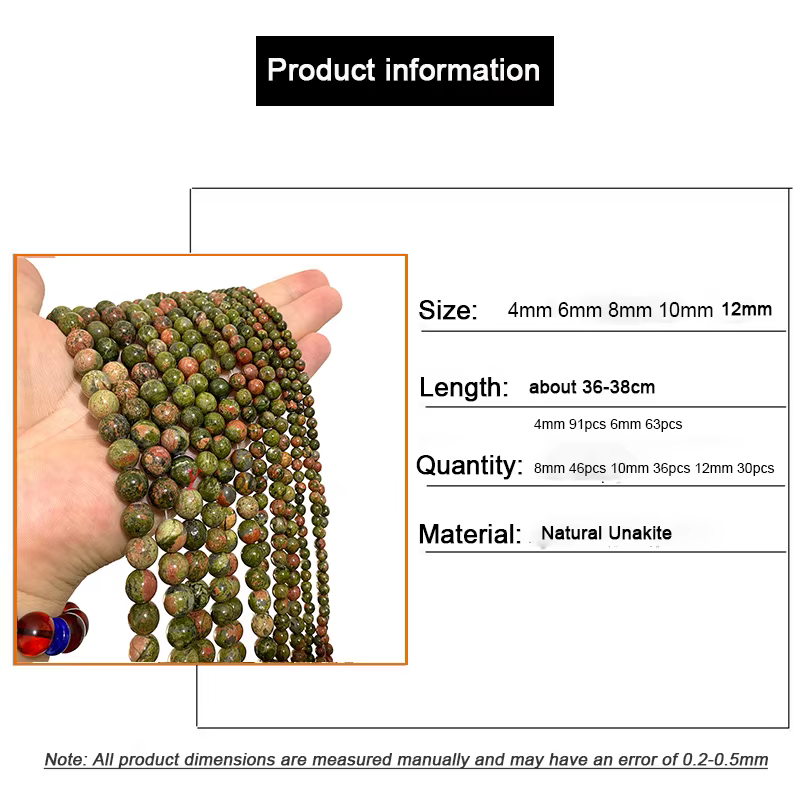 Perles en pierre Unakite naturelle