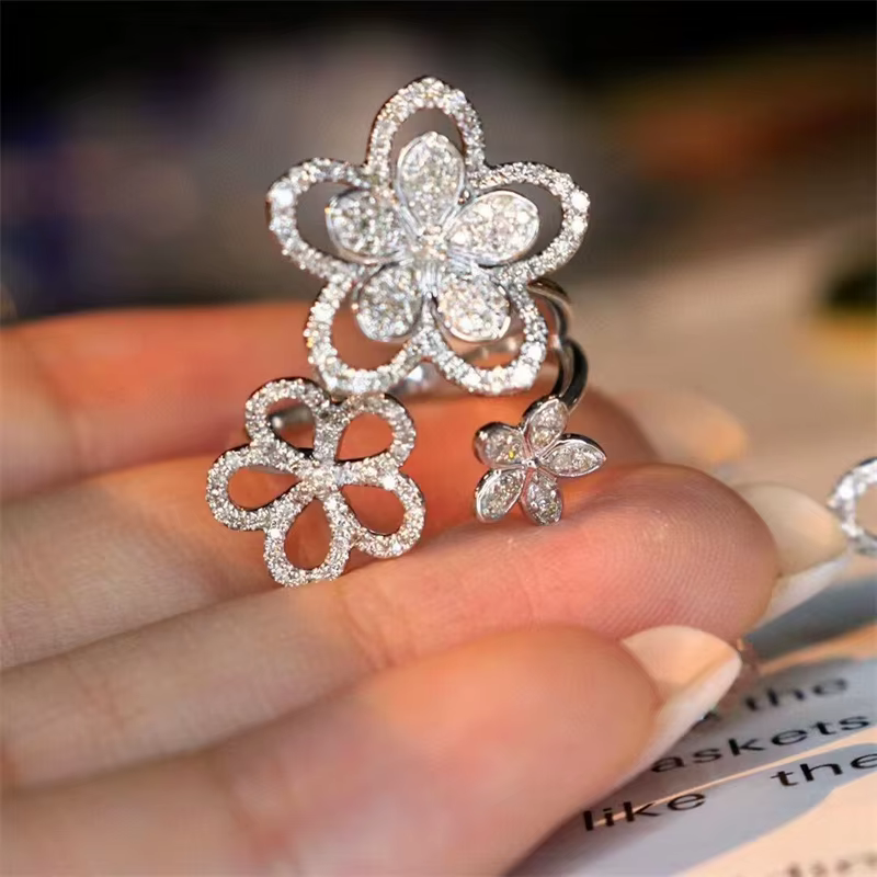 CC anneaux pour femmes zircon cubique fleur conception ouvert réglable anneau de mariée mariage fiançailles Anel livraison directe CC3010