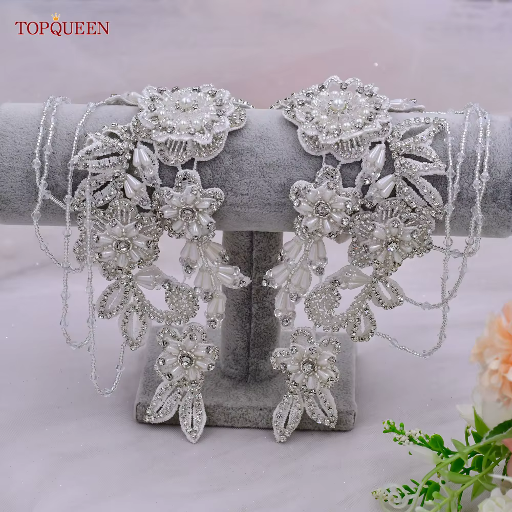 TOPQUEEN S80 argent épaulettes épaule bijoux décoratifs mode tempérament vêtements accessoires à la main perles strass