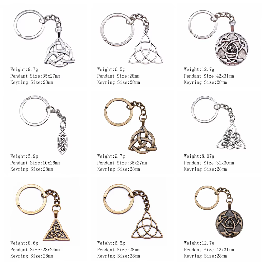 Triquetra noeud amulette porte-clés en métal