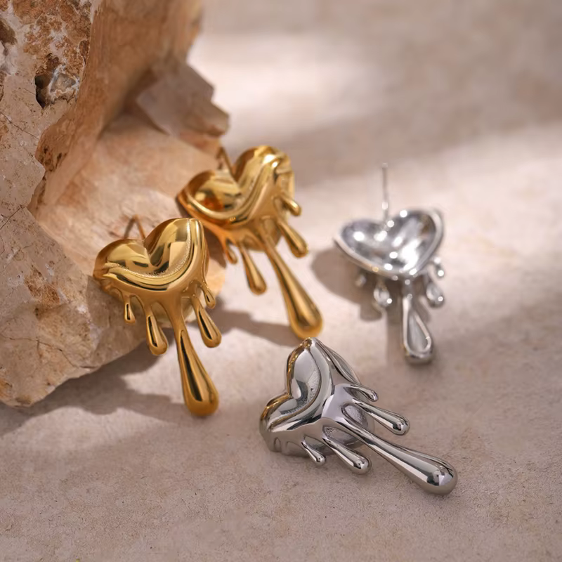 Boucles d'oreilles pendantes vintage creuses en acier inoxydable couleur or 2026