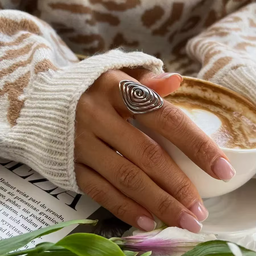 LATS – bague spirale créative en acier inoxydable pour femmes et hommes