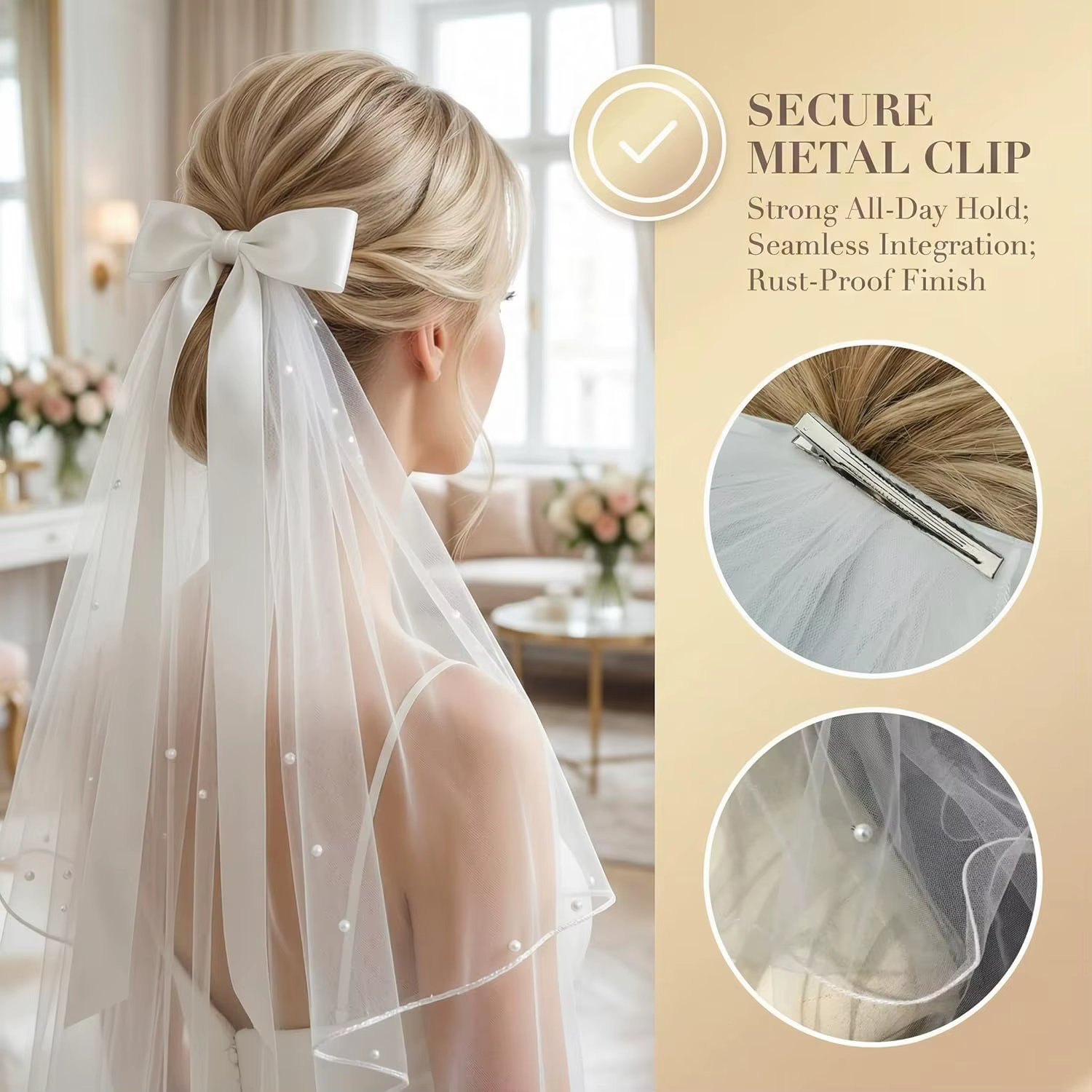 Voile de mariée blanc avec nœud