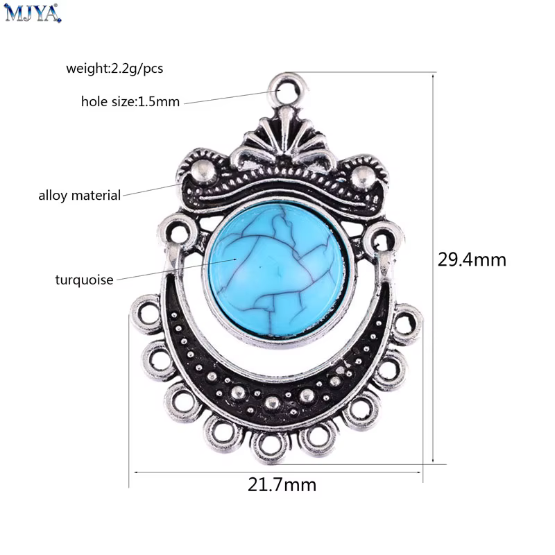 MJYA – connecteurs turquoise vintage