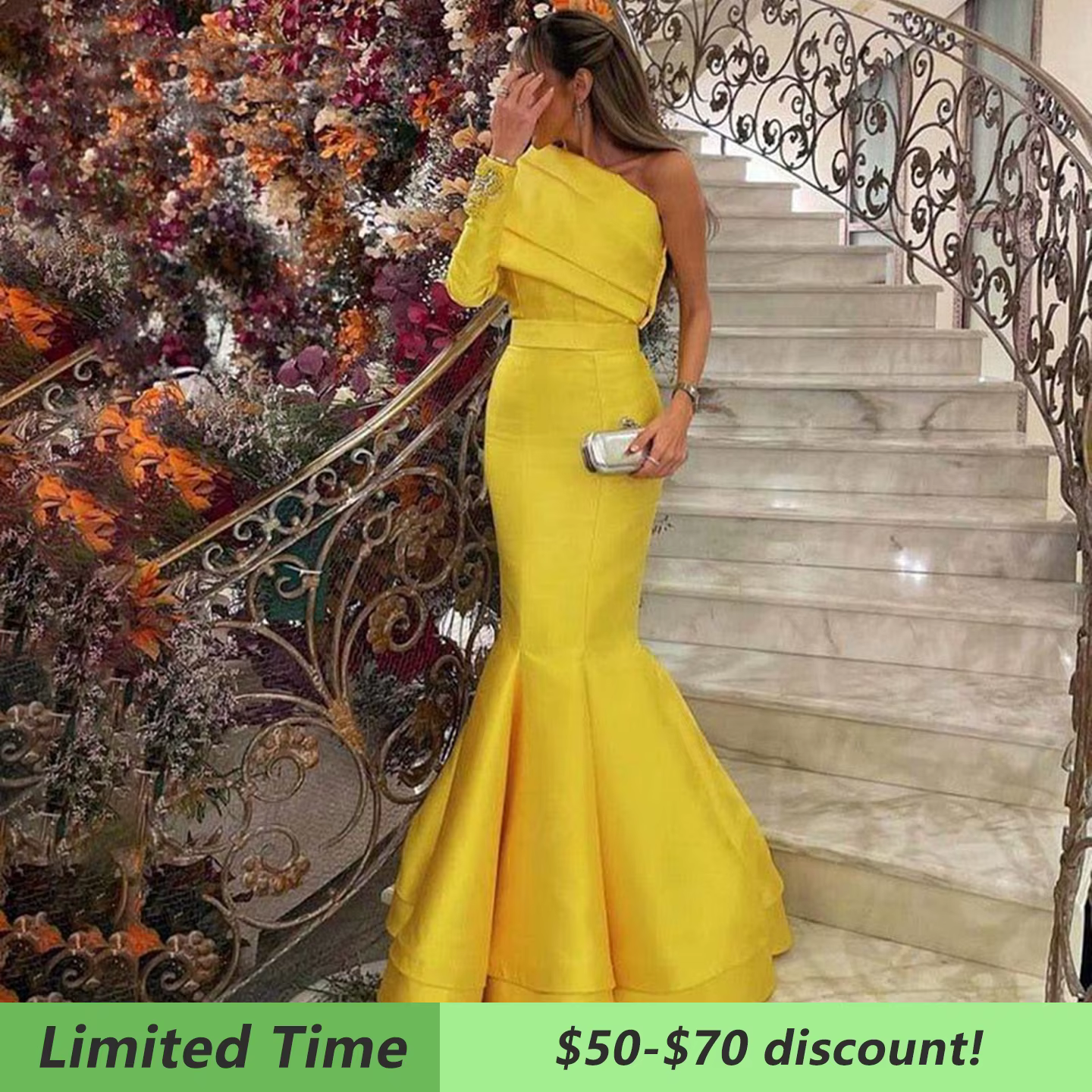 Sharon Said – robe de soirée de forme sirène jaune