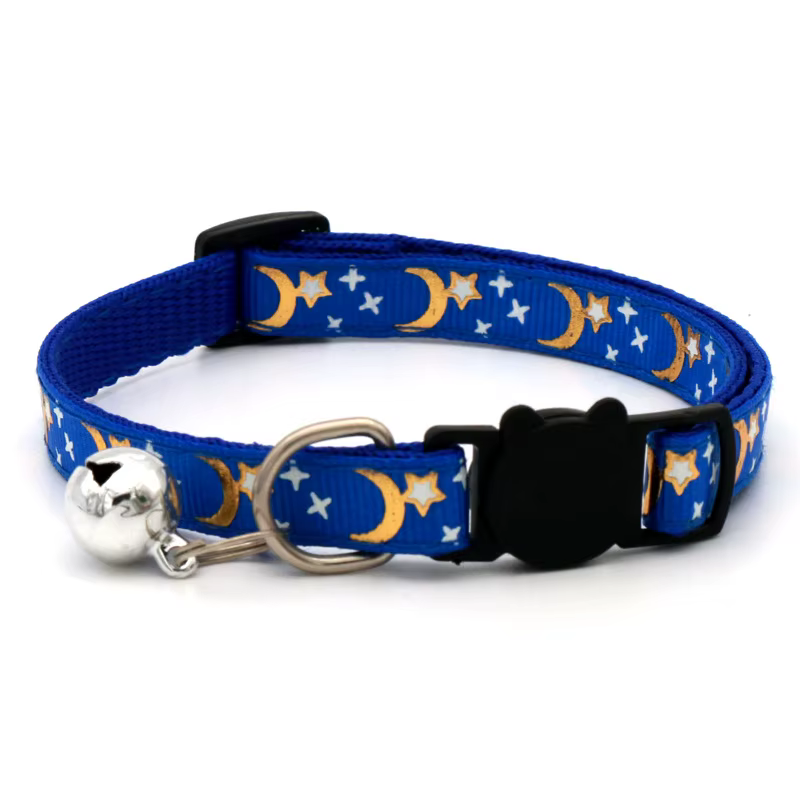 Collier de chat avec cloche dessin animé étoile lune chien chiot chaton