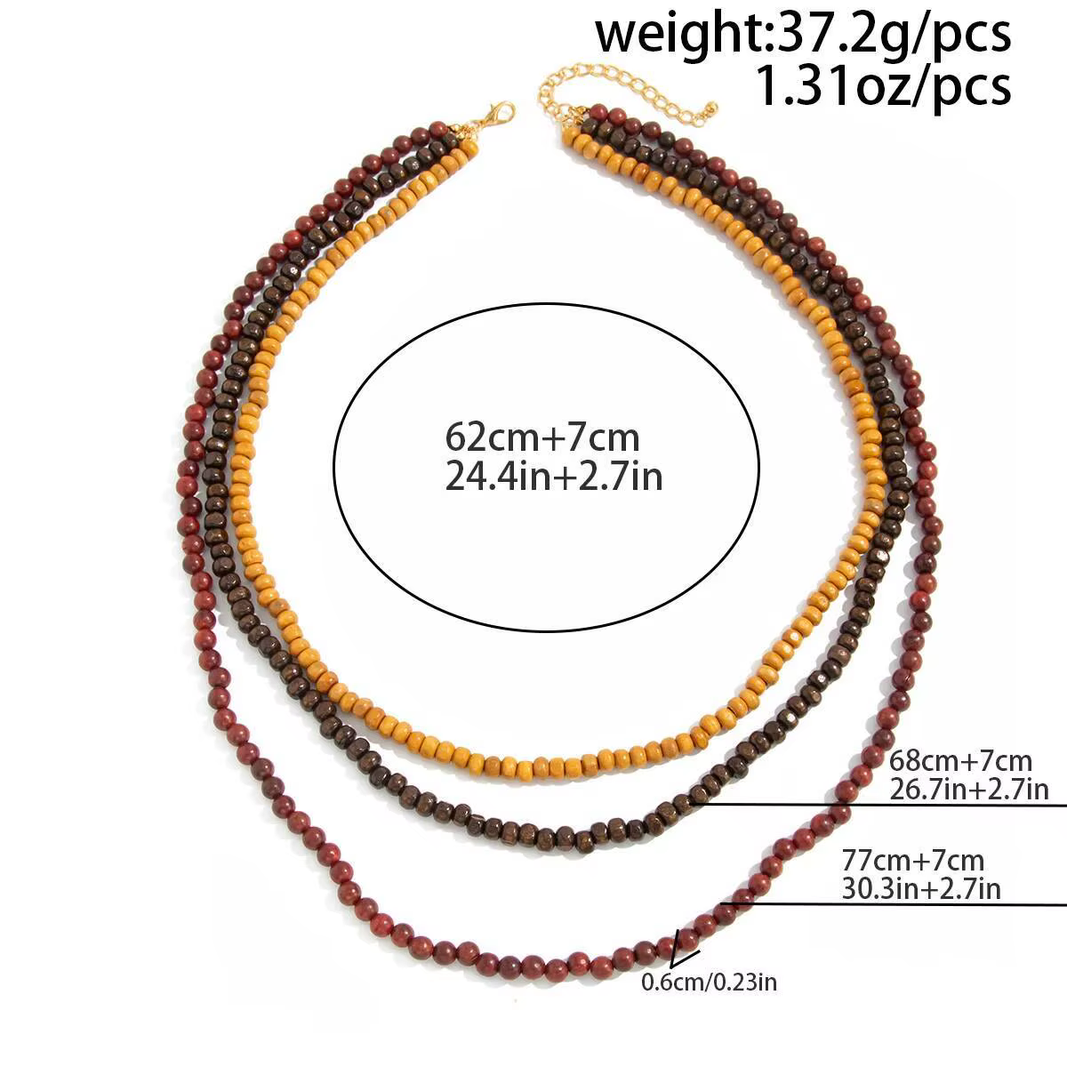 Salircon Collier ras du cou bohémien multicouche en perles de bois pour femmes