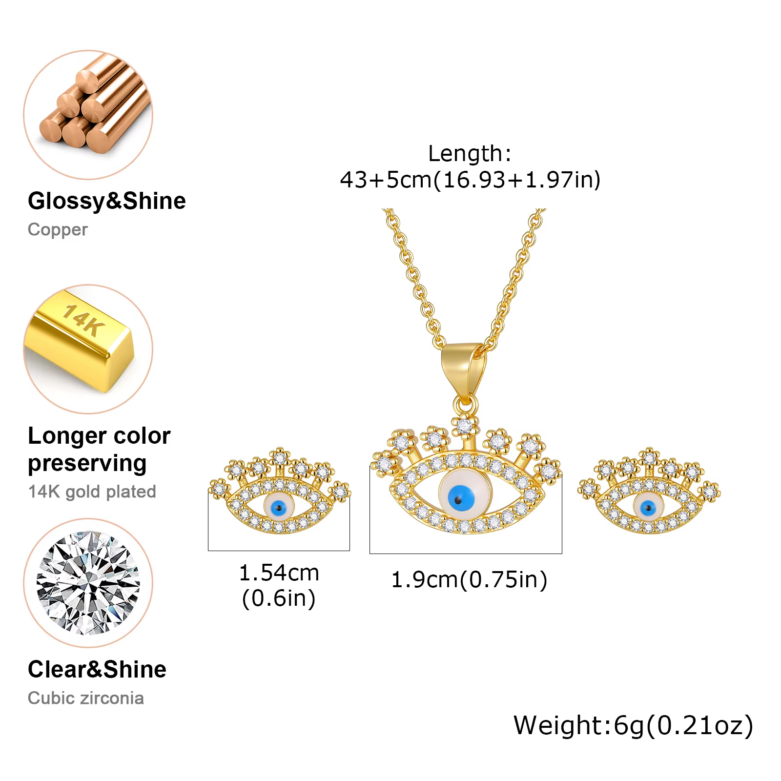 Ensemble de bijoux en zircon de luxe délicat