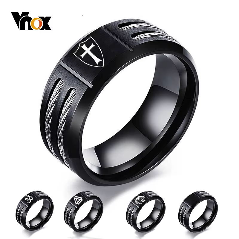Vnox-Bague personnalisée en acier inoxydable Wia pour homme