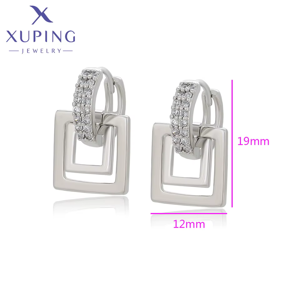 Xuping bijoux mode vente chaude carré Simple boucles d'oreilles pierre platine boucle d'oreille pour les femmes