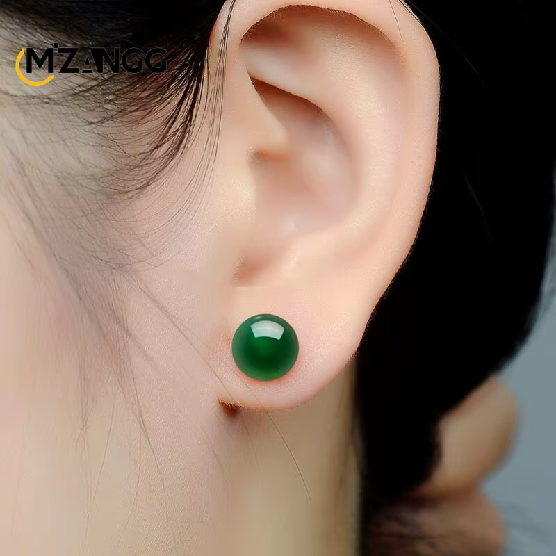 Boucles d'oreilles longues en argent S925 naturel incrusté de calcédoine