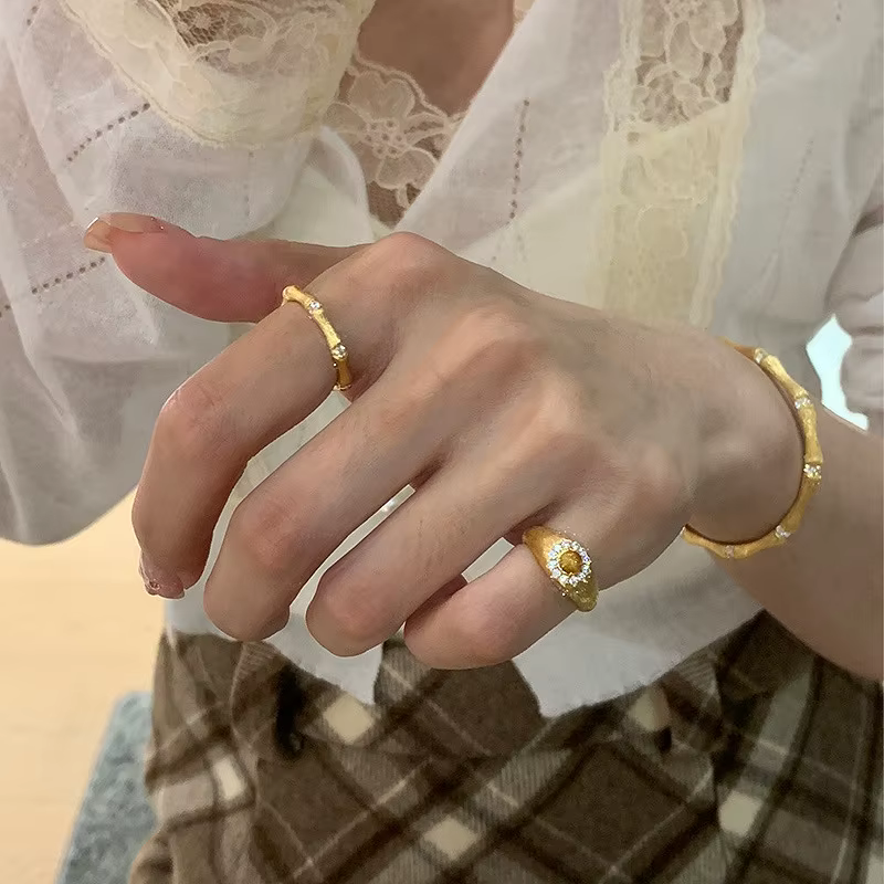 Bagues en pierre d'oeil de tigre vintage pour femmes