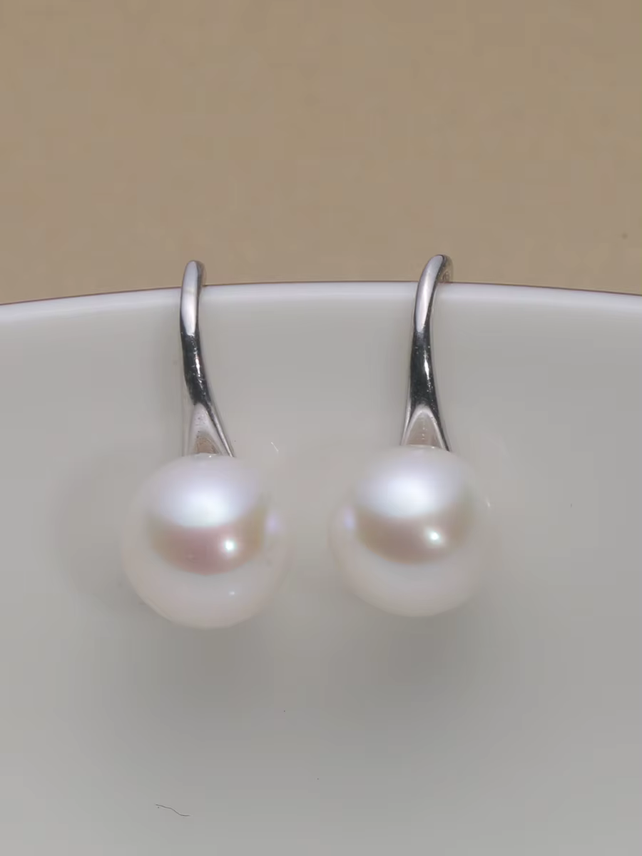 Boucles d'oreilles en argent sterling 925 Mareora avec perle d'eau douce naturelle ronde