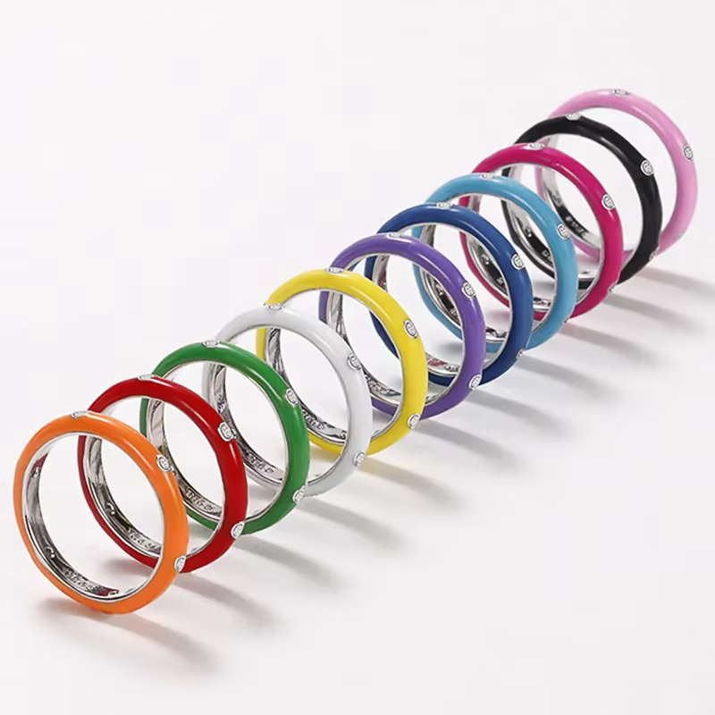 Huitan – bagues en émail couleur arc-en-ciel pour femmes