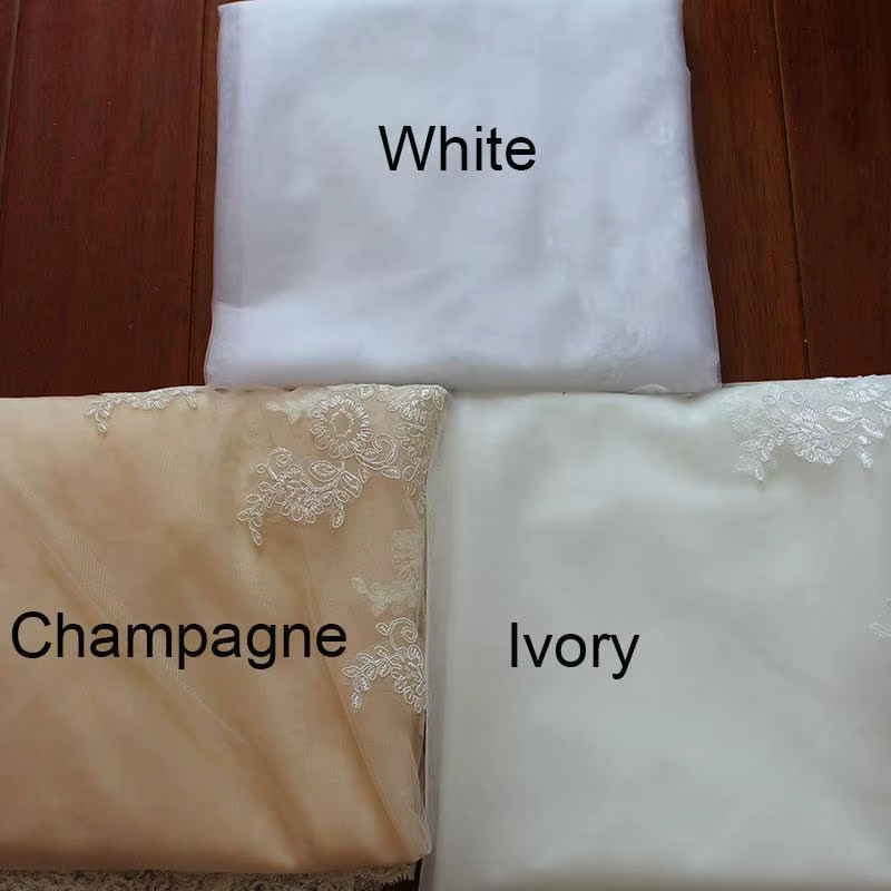 Voile de chapelle élégant voiles de mariage une couche Tulle 3D-fleurs Appliques dentelle