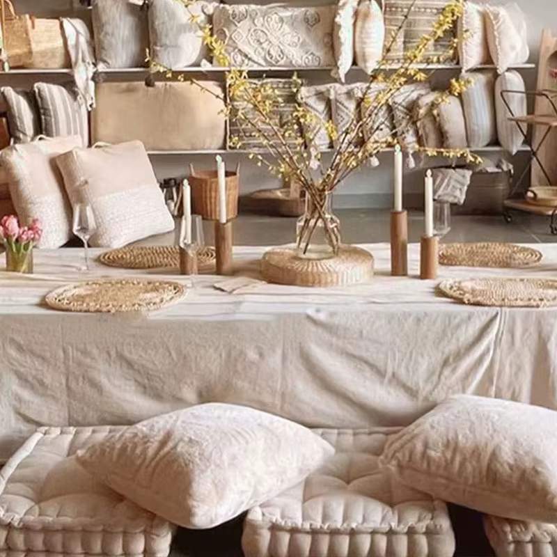Nappe plissée Beige de Style crème française