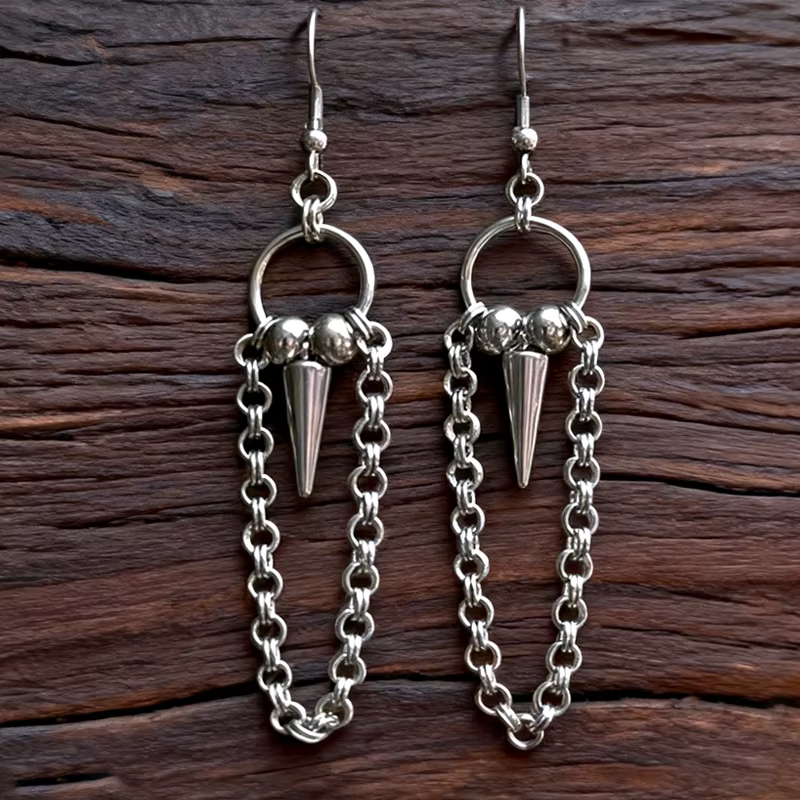 Goth – boucles d'oreilles à rivets en chaîne pour femmes