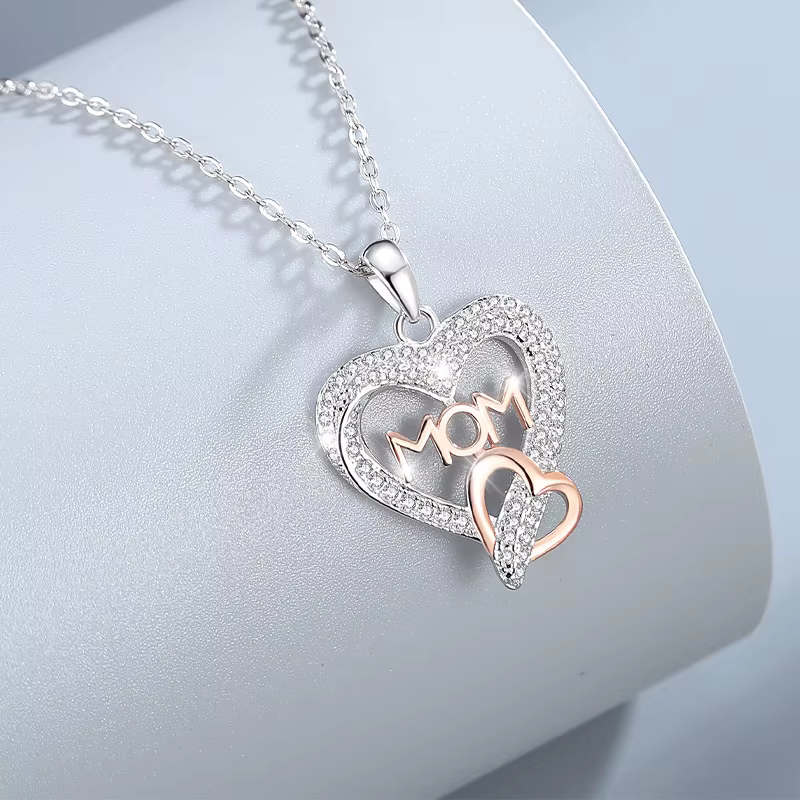 Collier pendentif double cœur en argent sterling S925 LinkerLove pour femme