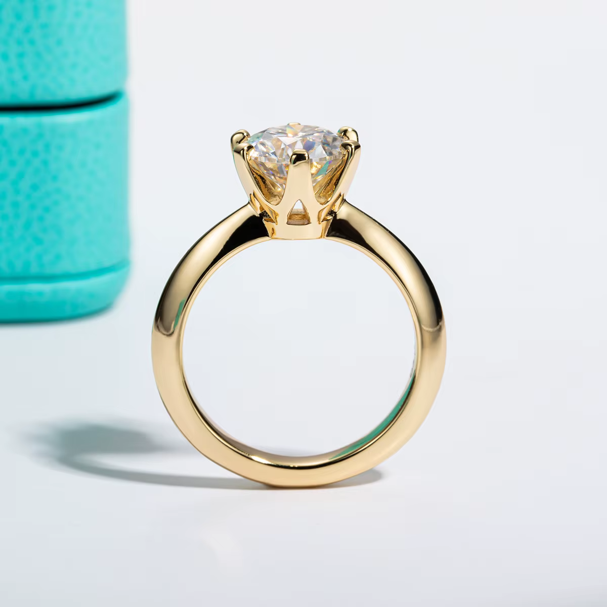 Plaqué or jaune 2ct 3ct D couleur Moissanite bagues de fiançailles Solitaire pour les femmes avec Cer bijoux