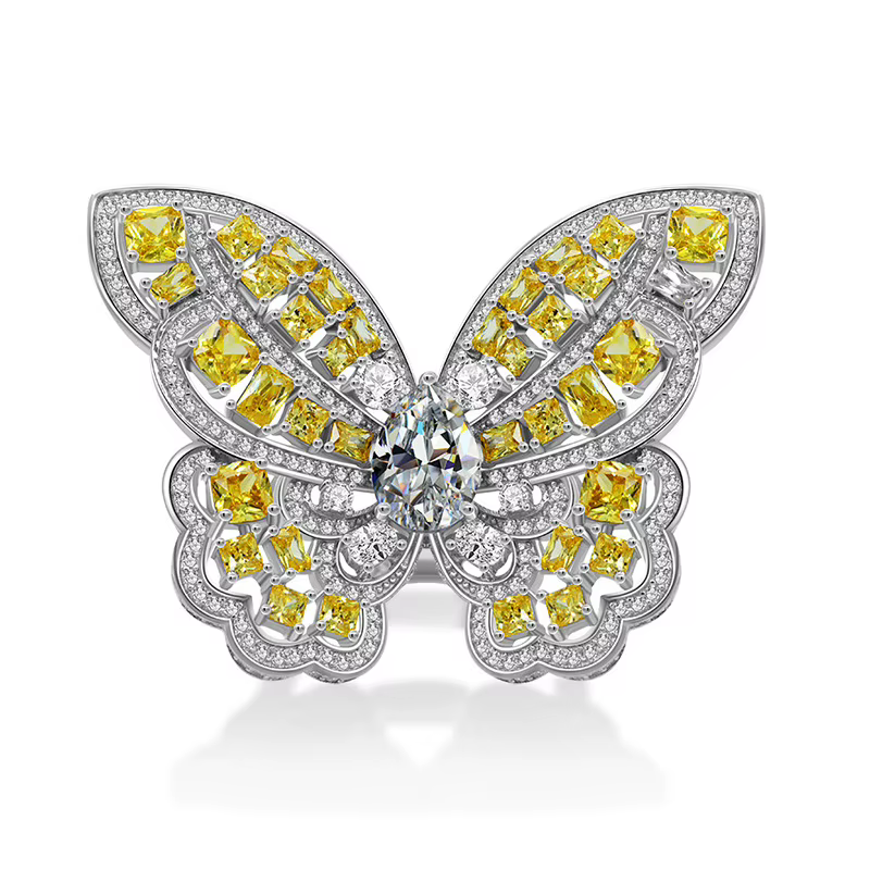 WUIHA luxe 925 en argent Sterling saphir Citrine diamants à haute teneur en carbone pierres précieuses mariage fiançailles Cocktail bague bijoux fins