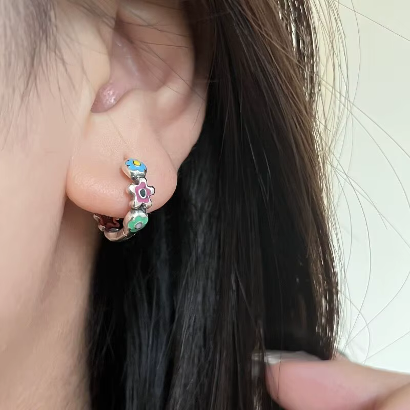 Boucles d'oreilles en argent Sterling 925 avec revêtement en émail