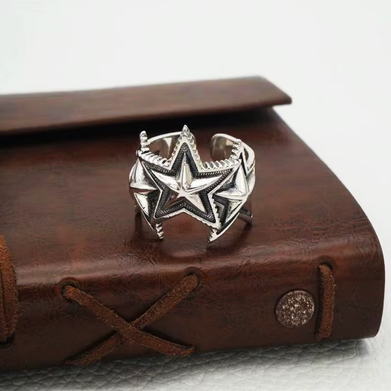 Bague rétro Triple étoile pour hommes et femmes