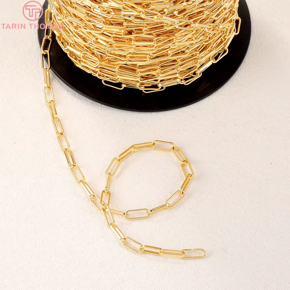 (4285) 1 mètre lien de chaîne 10x4MM 24K couleur or laiton collier chaînes de haute qualité bijoux à bricoler soi-même résultats accessoires en gros