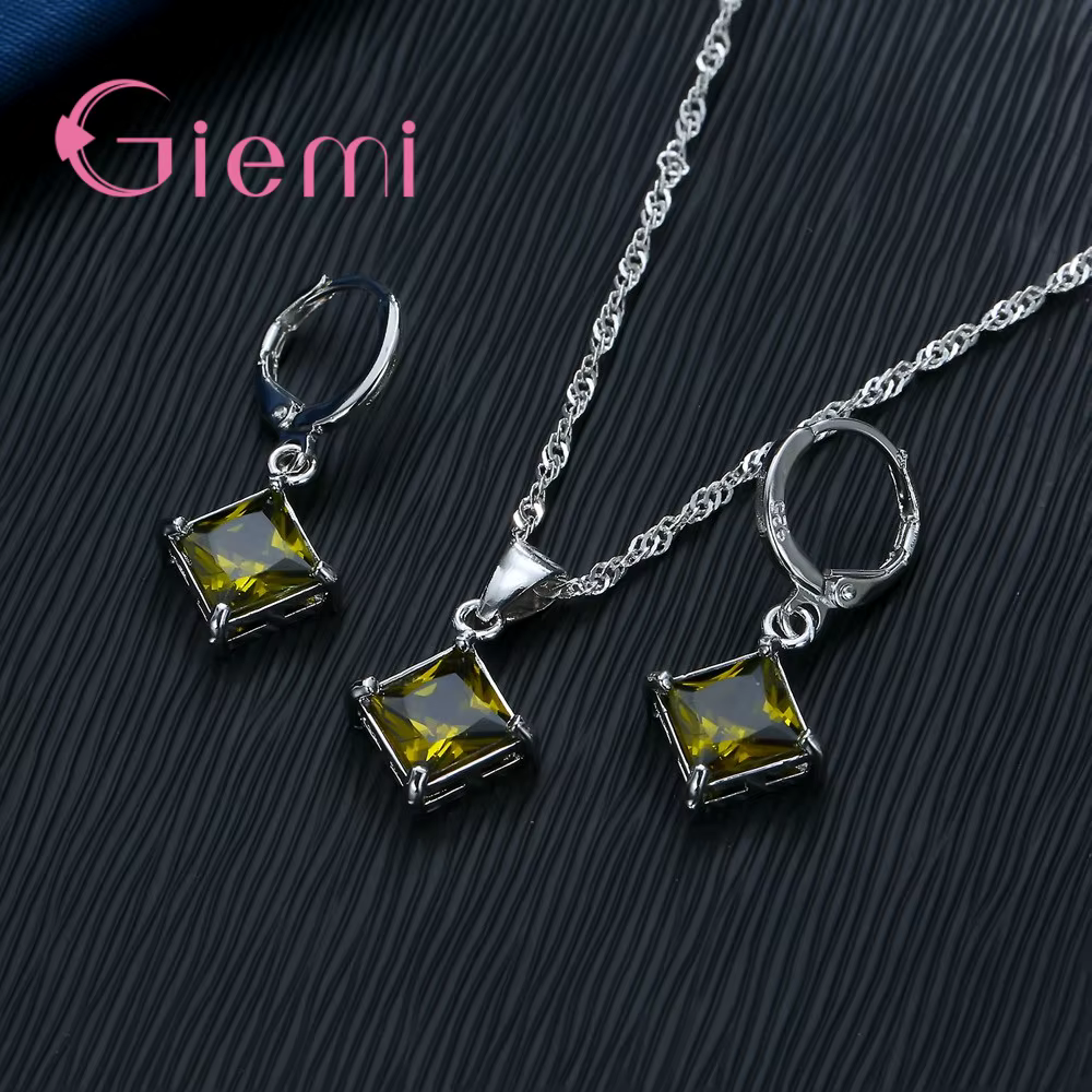 Collier et boucles d'oreilles en argent Sterling 925 pour femmes