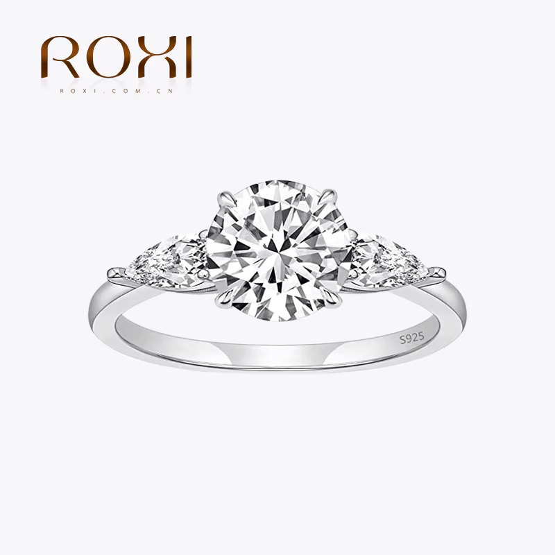 Bague de fiançailles en argent regardé S925 pour femme