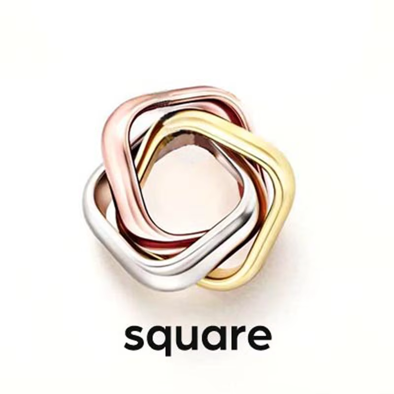 Bracelet tressé en corde réglable à trois anneaux carrés Trinity Love