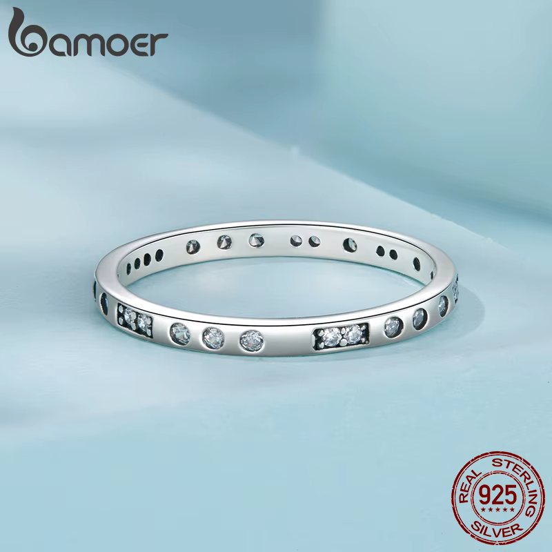 BAMOER 925 bague en argent Sterling Code Morse mystérieux rétro
