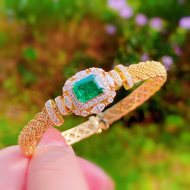Bracelets émeraude de laboratoire en argent 925 pour femme