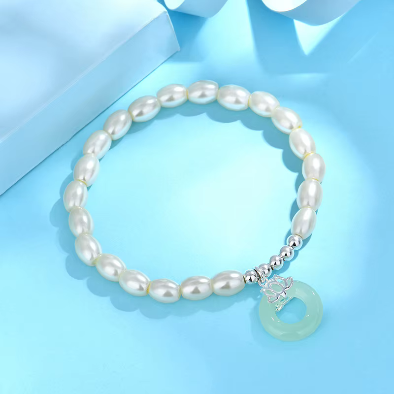 Bracelet de perles en argent regardé 925 pour femme