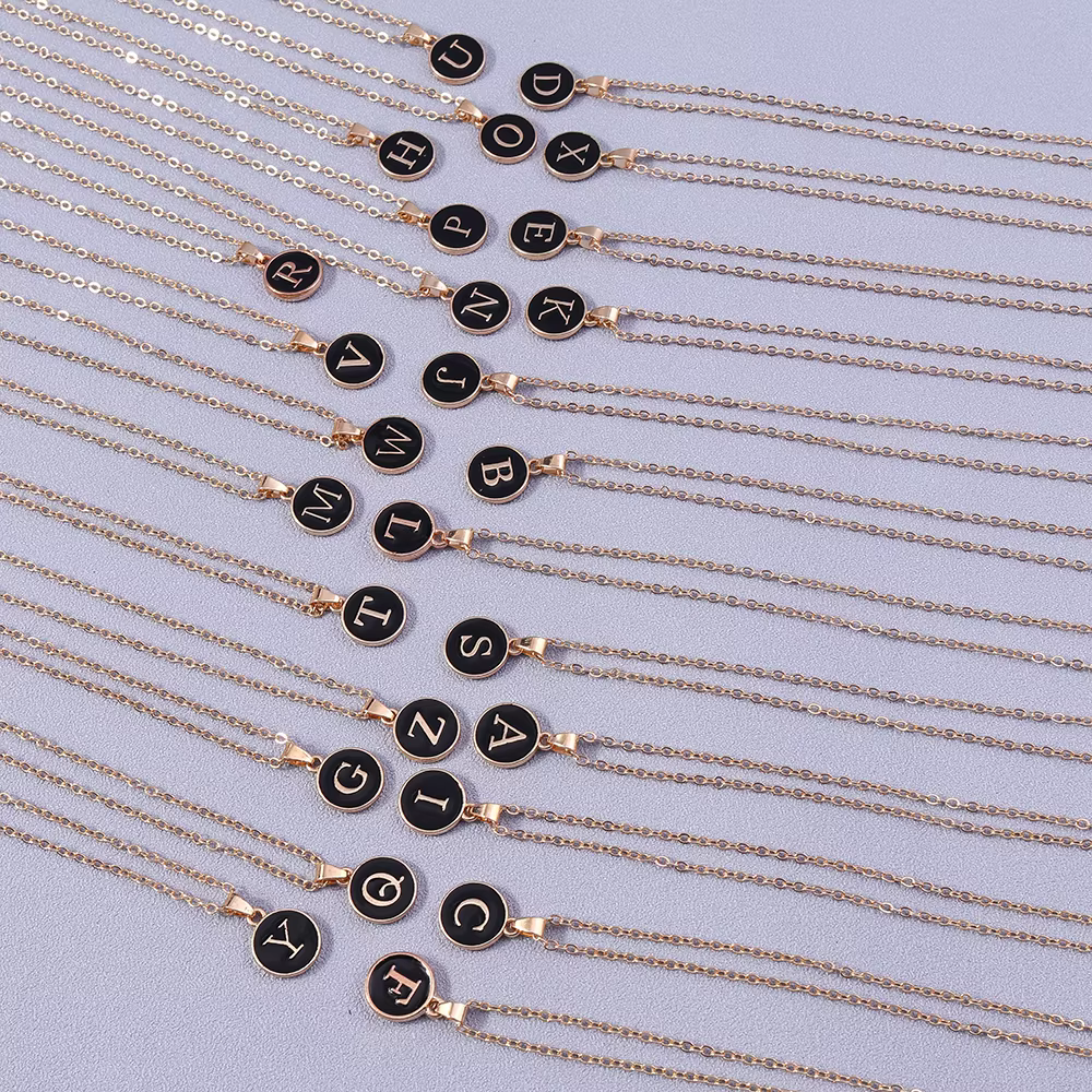 Bijoux pour femmes nom initiales 26 lettres pendentif collier émail A-Z Alphabet colliers filles cadeaux d'anniversaire