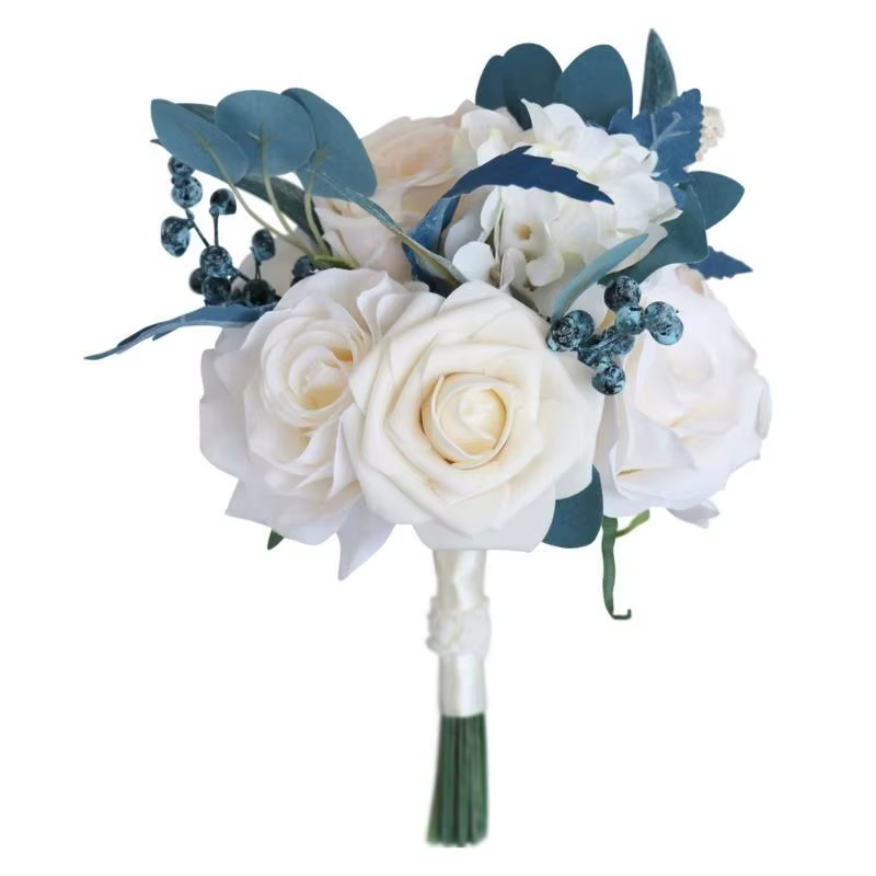 E8bd fleur corsage artificiel champagne bouquet rose paon bleu photo accessoires
