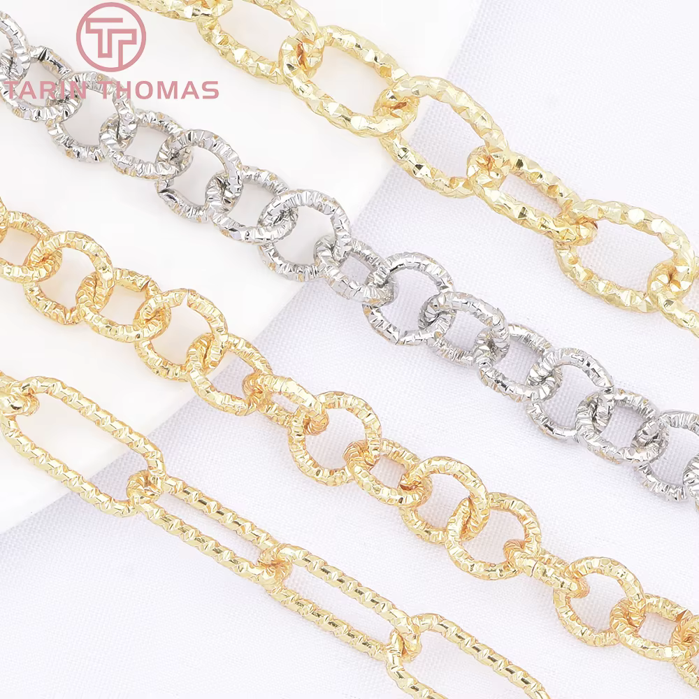 (10061) 18K couleur or alliage de laiton circulaire elliptique collier chaînes sac chaîne de haute qualité bijoux à bricoler soi-même faisant des accessoires