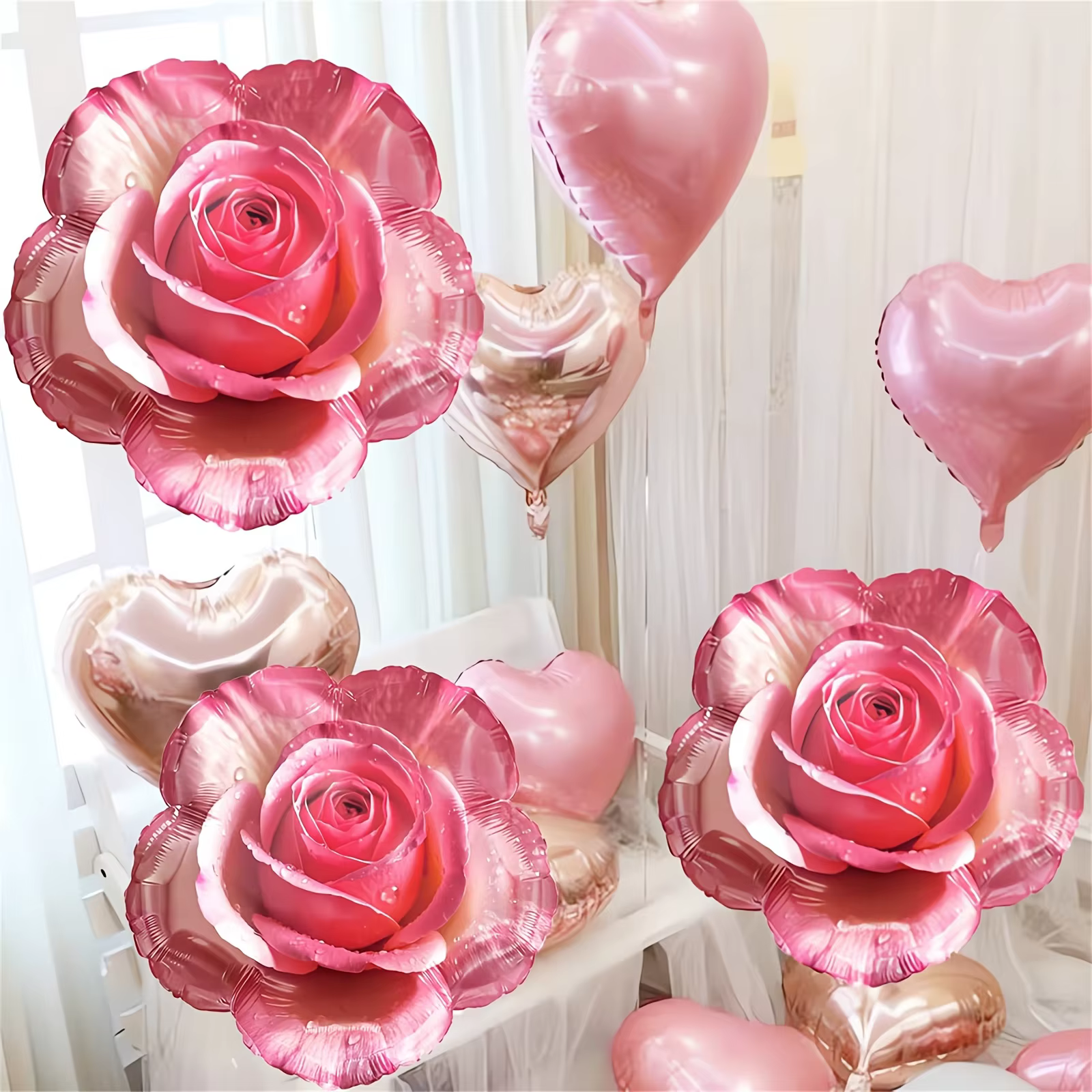 3 ballons en feuille d'aluminium rose de 18 pouces pour la décoration de fêtes romantiques : fiançailles