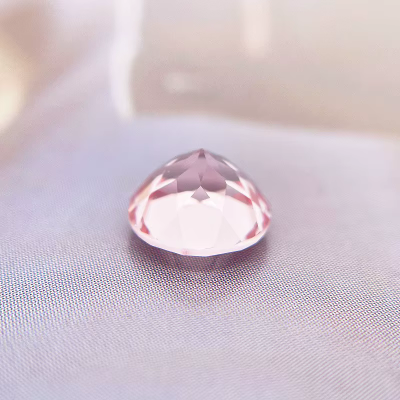 Saphir de laboratoire taille ronde couleur rose Morgan pour la fabrication de bijoux DIY