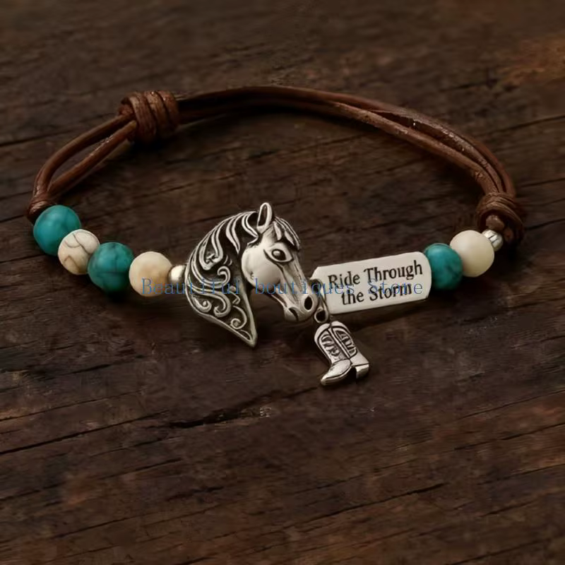 U4LF – Bracelet cheval Turquoise réglable bohème