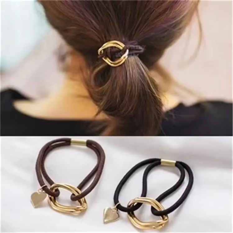 Nouveau Corde de tête géométrique anneau de cheveux fait à la main pendentif en alliage accessoires