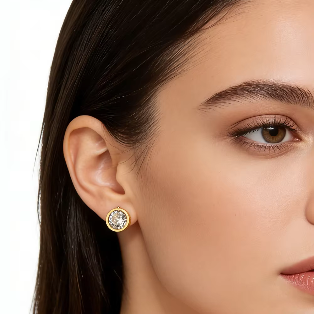Boucles d'oreilles fantaisie rondes en forme de clou
