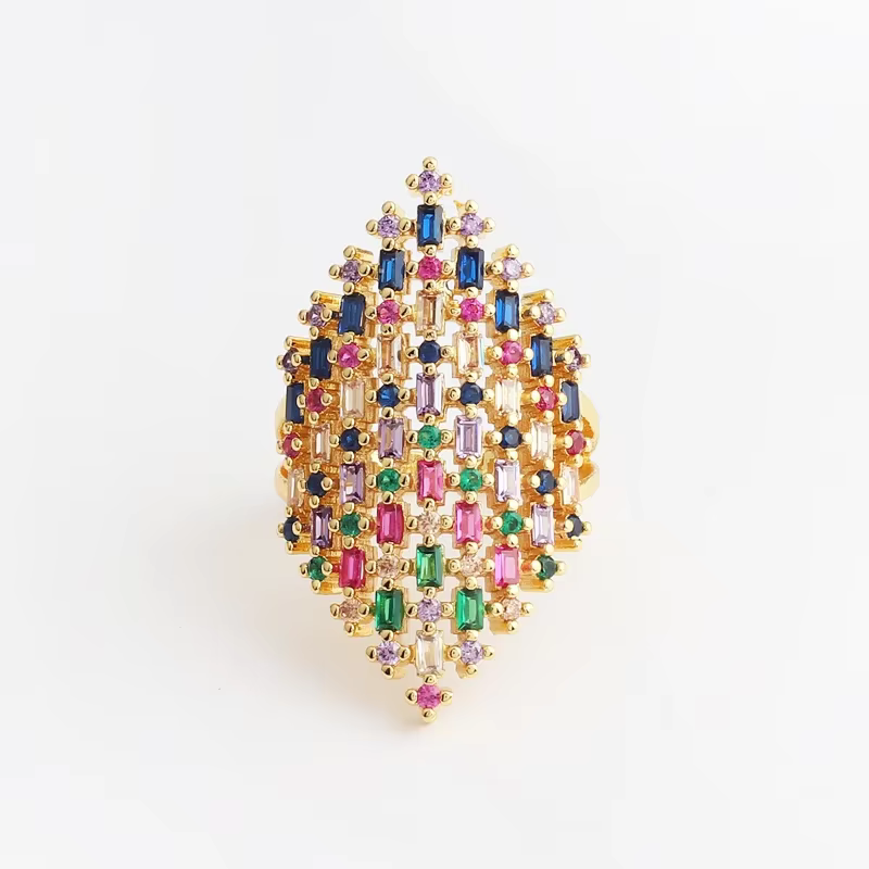 Bagues de luxe colorées en zircone cubique pour femmes