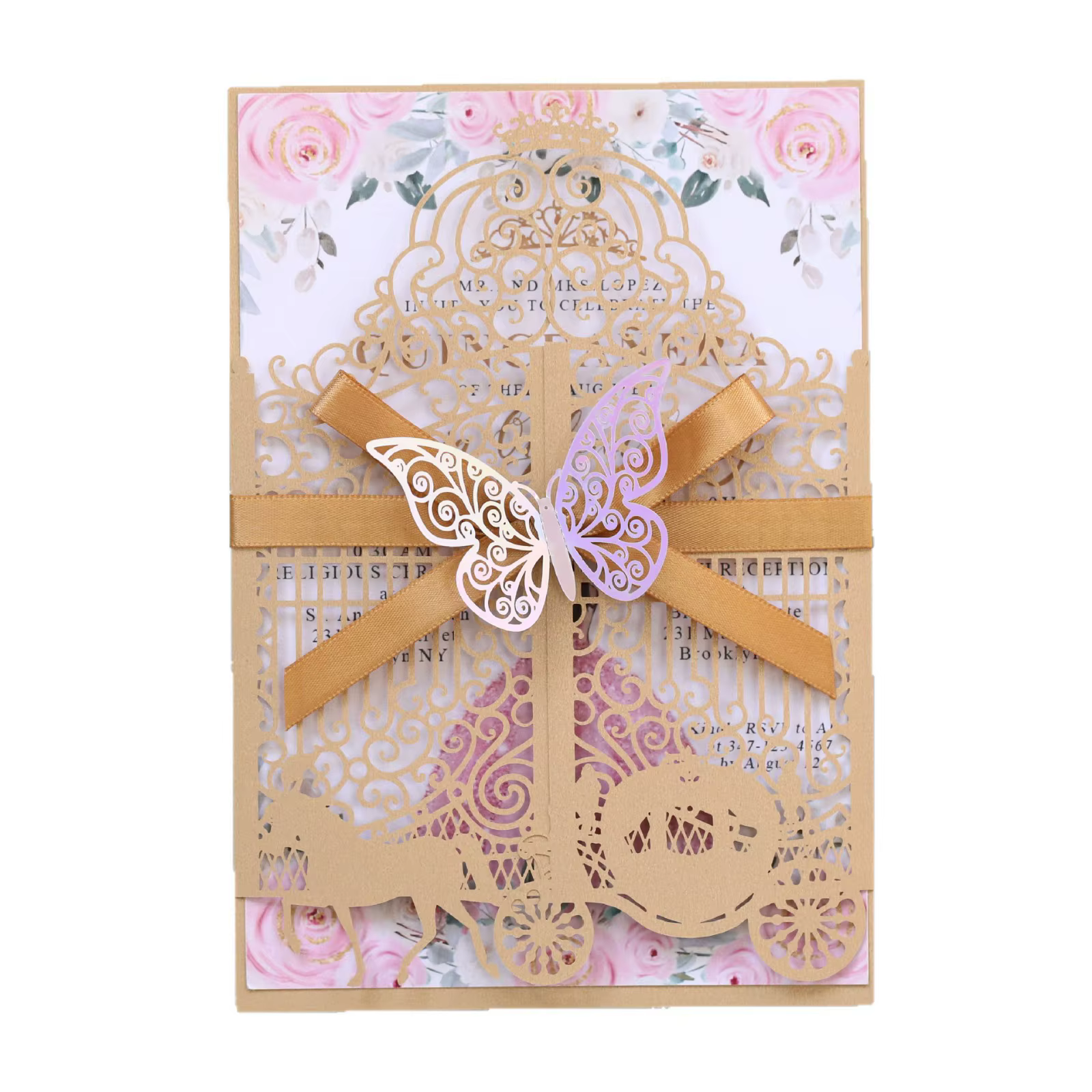 Carte d'invitation de mariage découpée au laser
