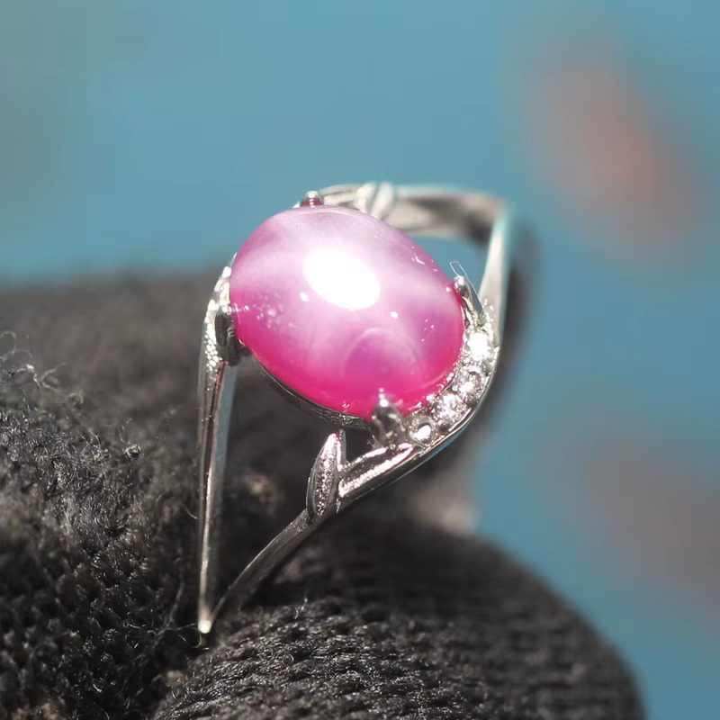 Bague réglable en rubis de laboratoire Meihan pour femme