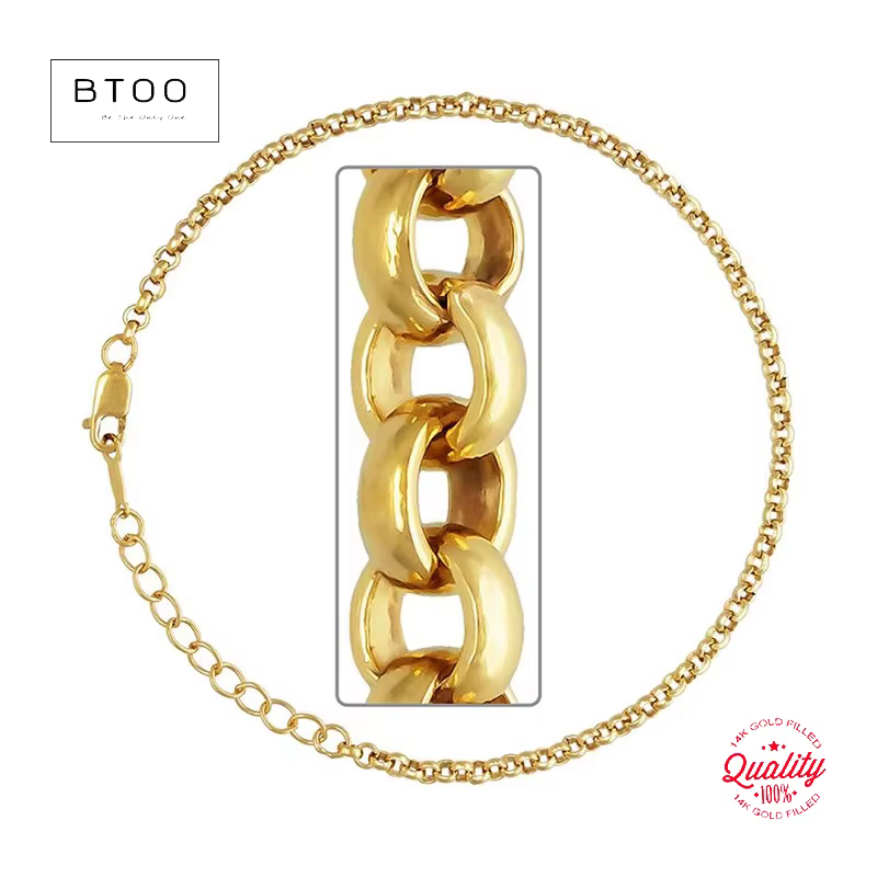 Bracelet chaîne Rolo rempli d'or 14K