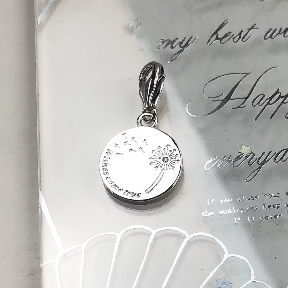 Dandelion souhaite venez vrai pendentif balancent breloque femmes bijoux fins cadeau à la mode en argent Sterling 925 véritable