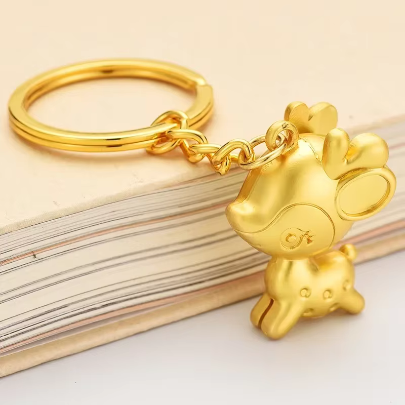 Porte-clés cerf porte-bonheur, renne, cerf de noël, élan, forêt Sika, bijoux
