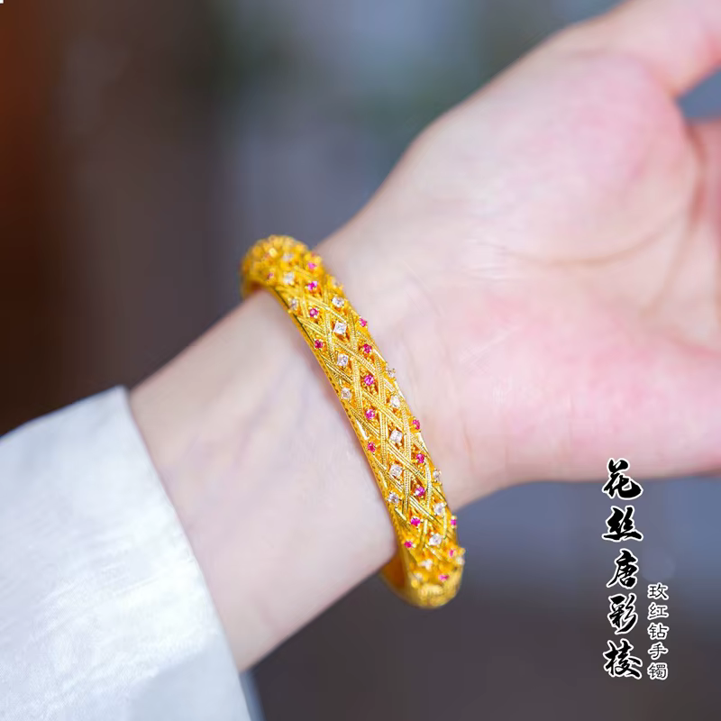 KISS&FLOWER – bracelets vintage brillants en or 24 carats pour femmes