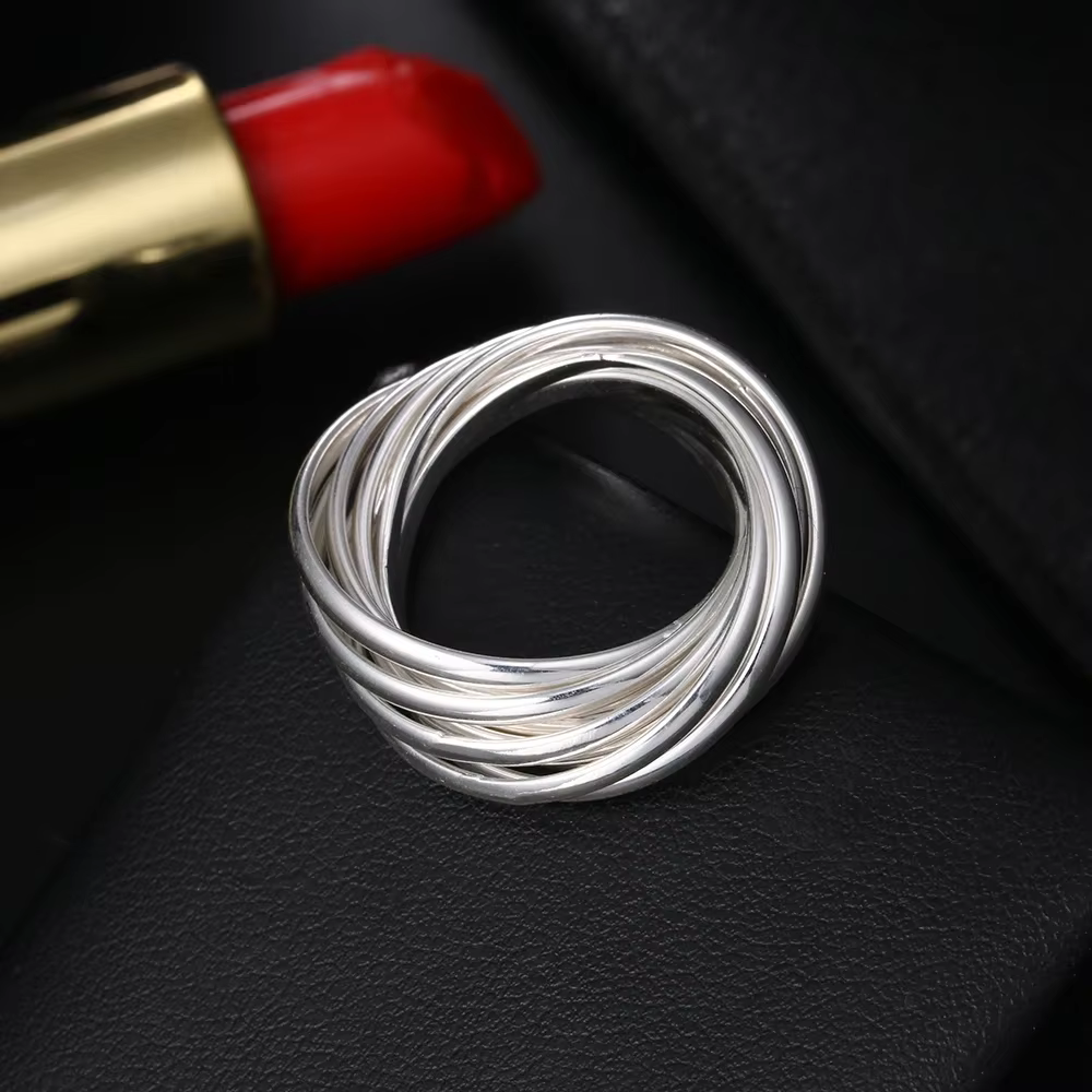 Hoy – bague fine à cinq cercles en argent Sterling 925 pour femmes